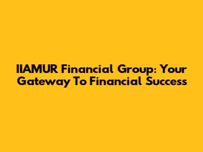 IIAMUR Financial Group: Your Gateway To Financial Success