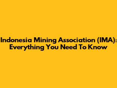 Indonesia Mining Association (IMA): Everything You Need To Know